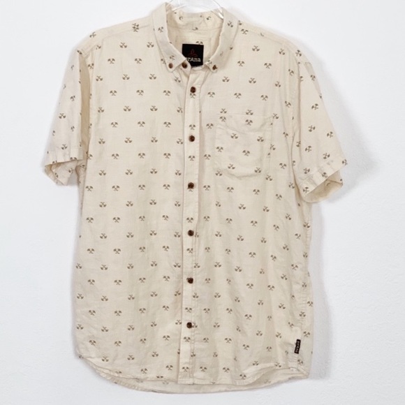 Prana Other - PrAna 100% Organic Cotton Palm Tree Button Up Short Sleeve Shirt. Size S